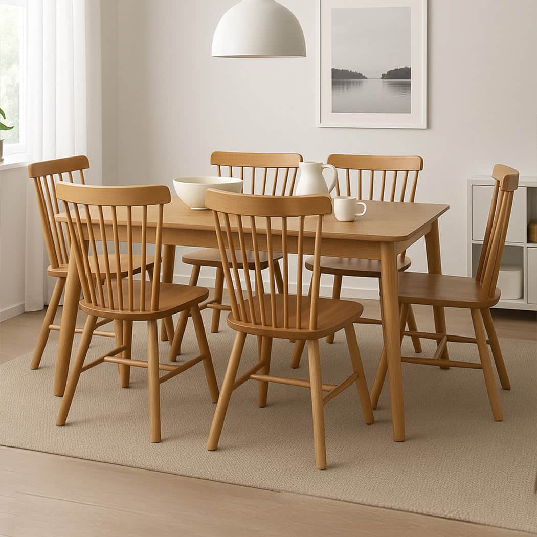 Ergonomic 6x Dining Chairs Kitchen Windor Oak  High Back Support