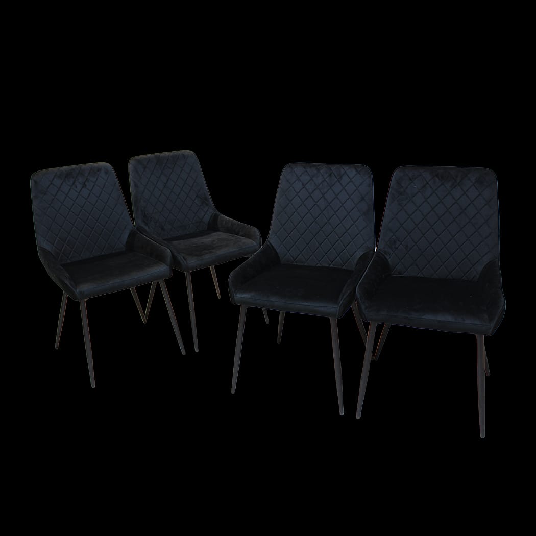Ergonomic Dining Chairs x 4 Padded Seat Soft Velvet  Foldable - Velvet finish