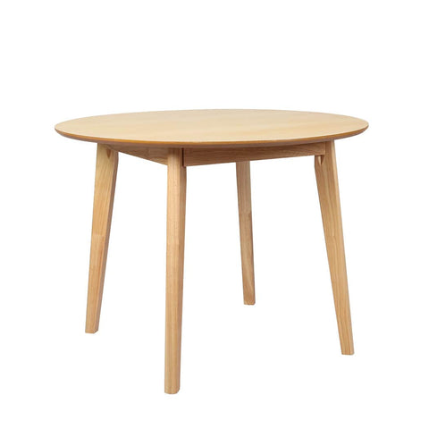 Ergonomic Dining Table Round Rubberwood Base 100cm Natural 100 CM