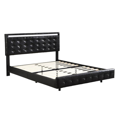 Ergonomic Floating Bed Frame Double with Headboard LED Lights