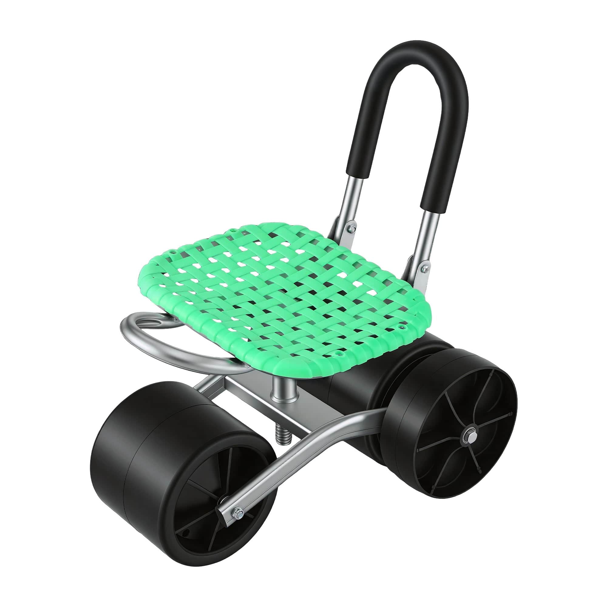 Ergonomic Gardening Cart with 360° Swivel Seat Adjustable Rolling Scooter