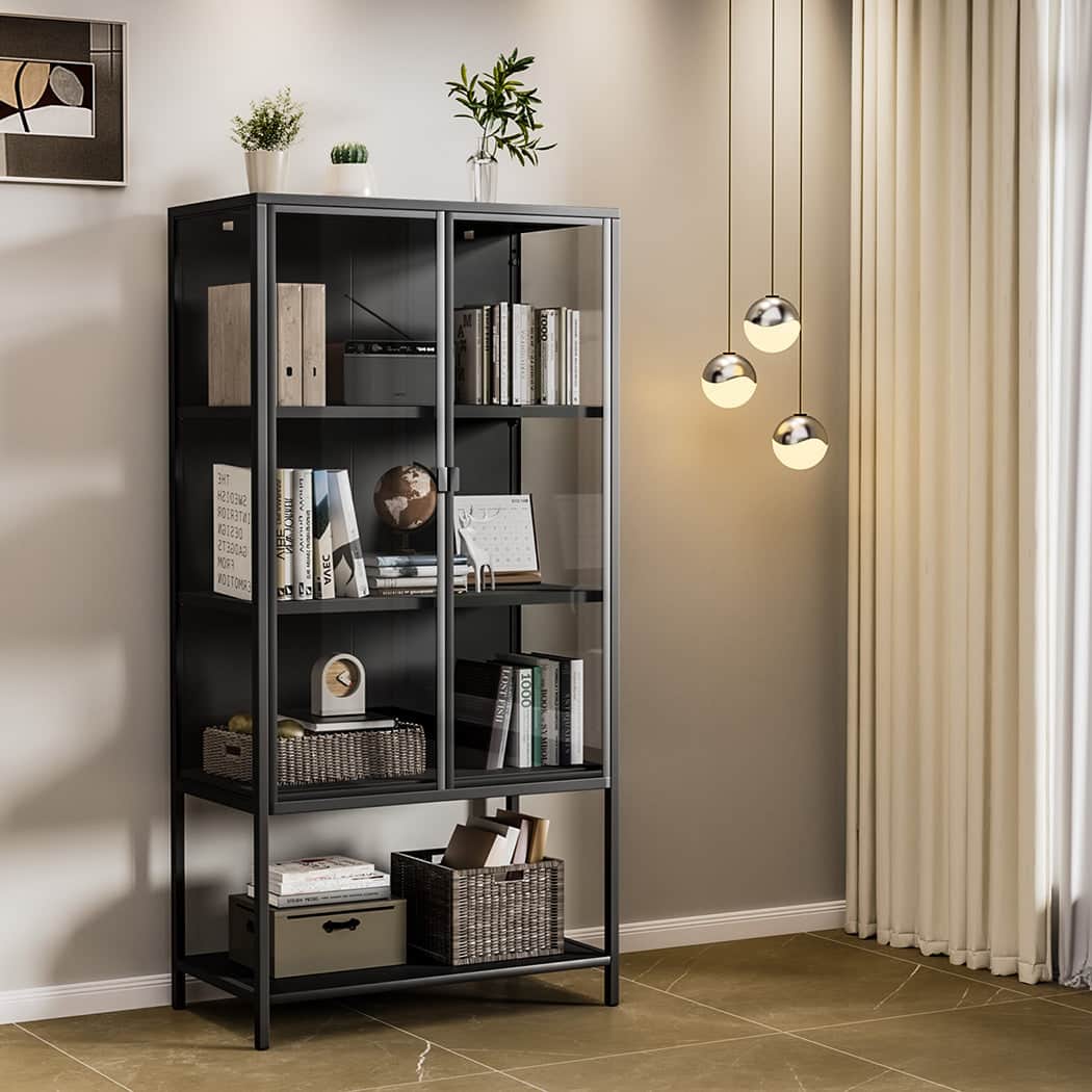 Ergonomic Glass Display Cabinet Collections Storage  High Back