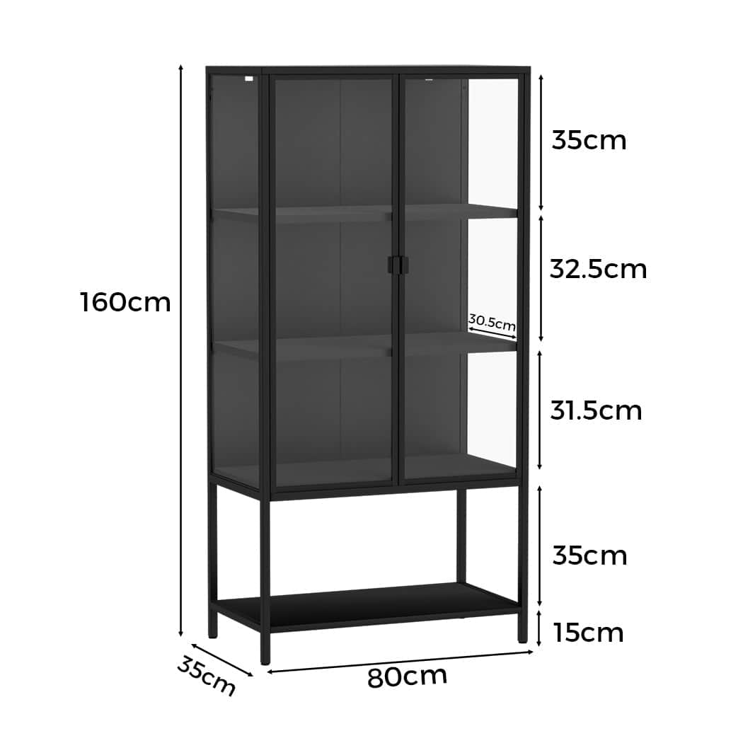 Ergonomic Glass Display Cabinet Collections Storage  High Back