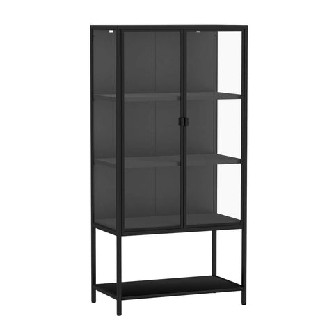 Ergonomic Glass Display Cabinet Collections Storage  High Back