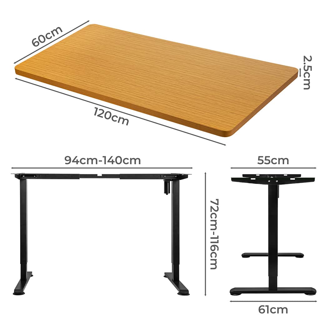 Ergonomic Motorised Standing Desk Height 120cm Natural 800x 1.5MM