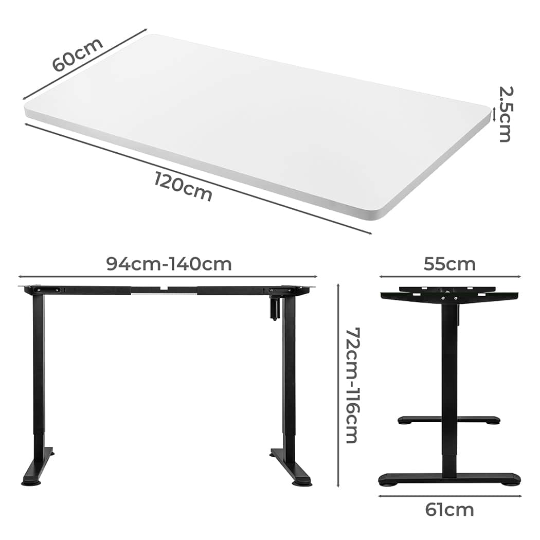 Ergonomic Motorised Standing Desk Height 120cm White 800x 1.5MM