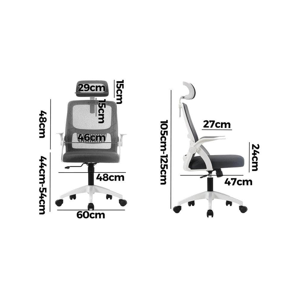 Ergonomic Office Chair Back Support Dark Grey&White