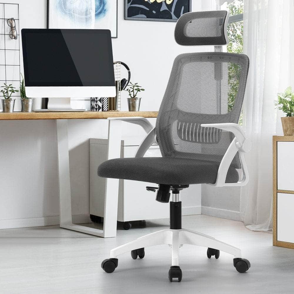 Ergonomic Office Chair Back Support Dark Grey&White