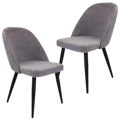 Erin Dining Chair Set of 2 Fabric Seat with Metal Frame - Fog