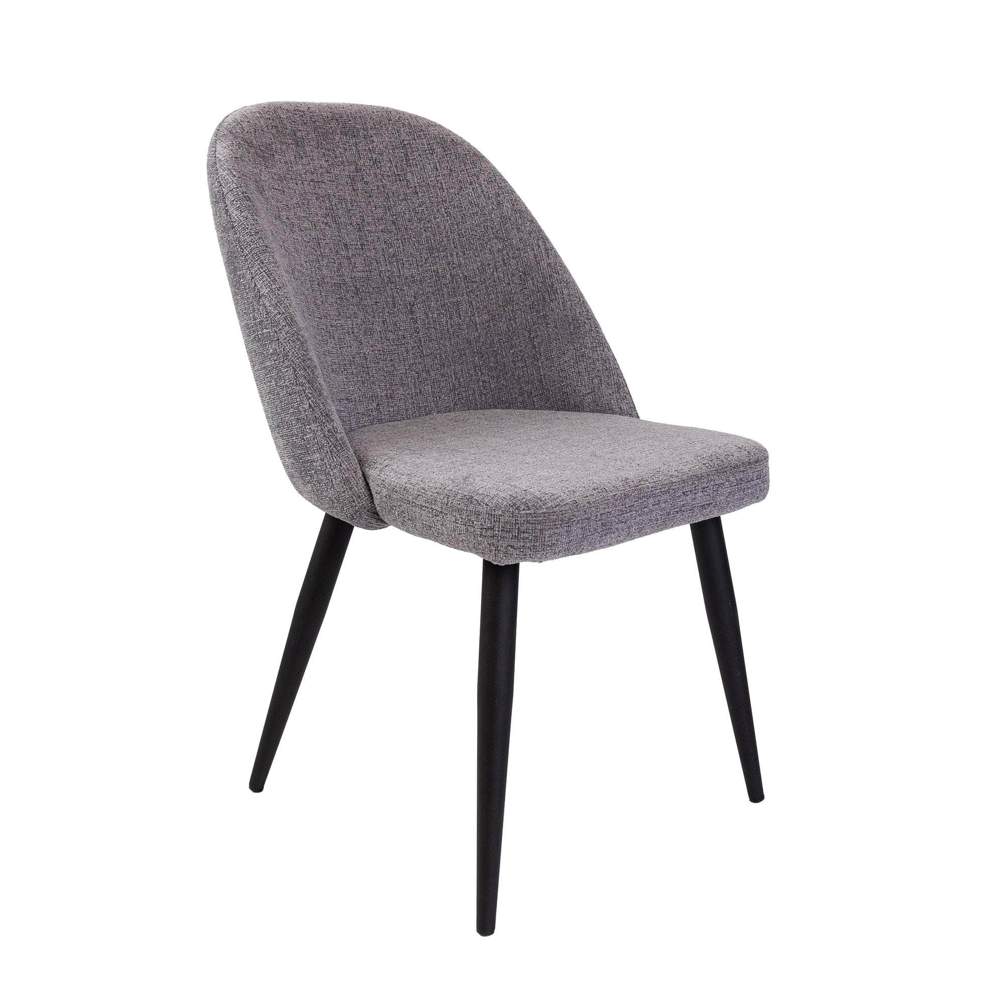 Erin Dining Chair Set of 2 Fabric Seat with Metal Frame - Fog