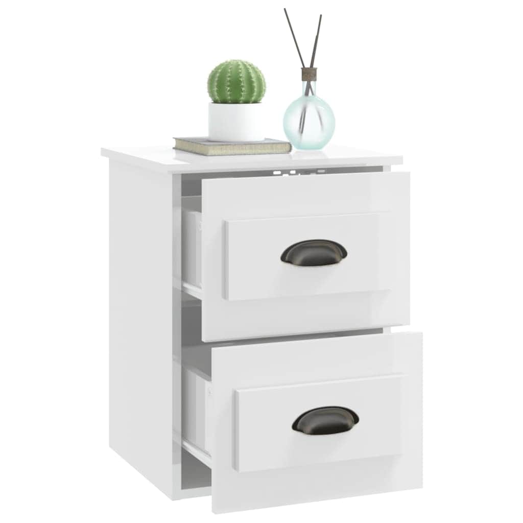 Ethereal Dreams: Wall-mounted White Bedside Cabinet