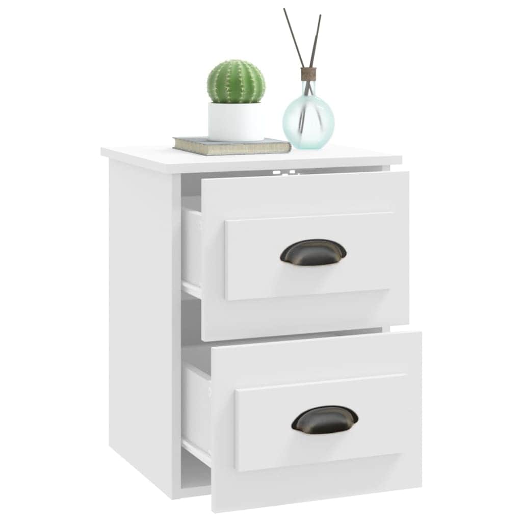 Ethereal Dreams: Wall-mounted White Bedside Cabinet