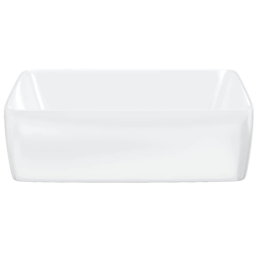 Ethereal Elegance: Rectangular White Ceramic Wash Basin