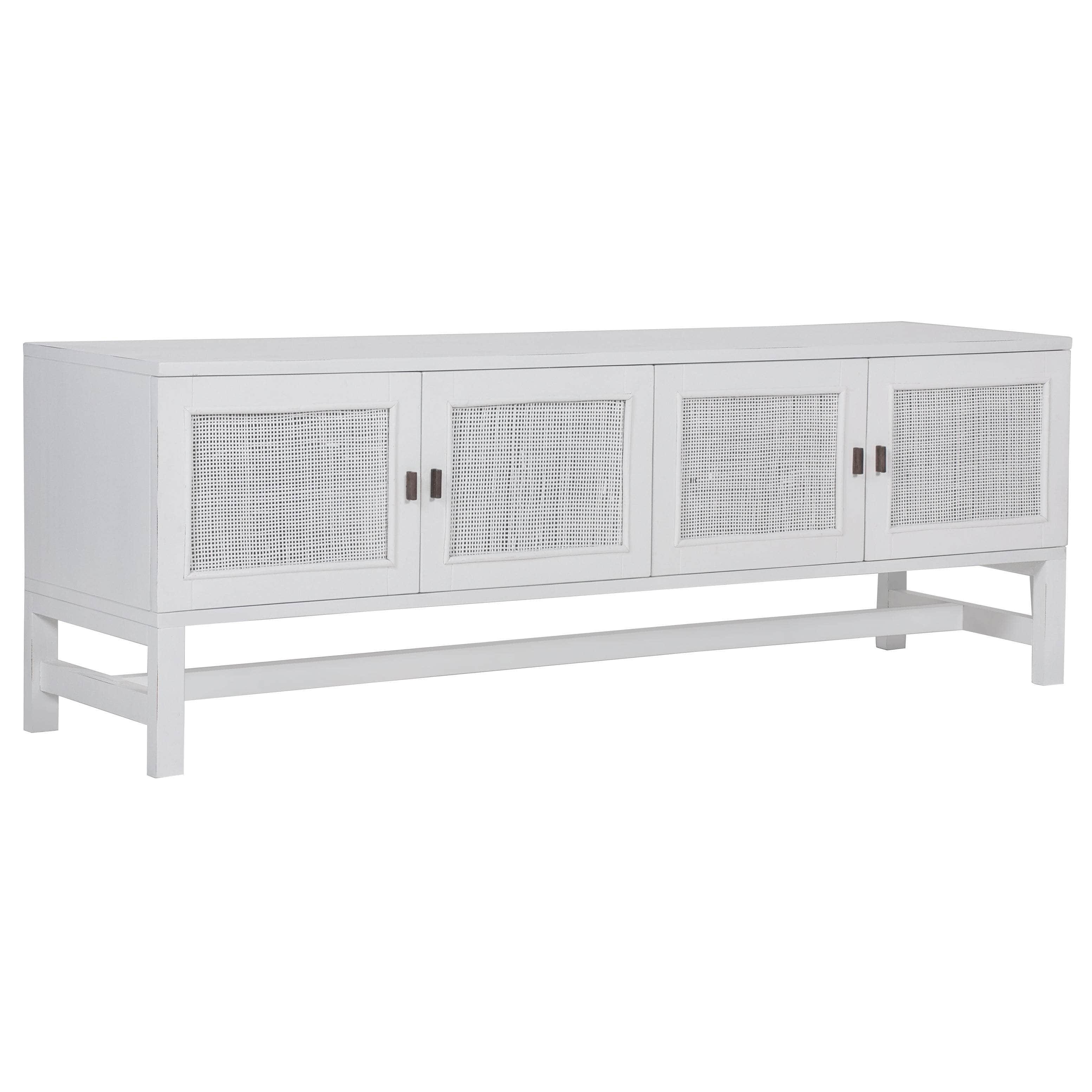Etu Entertainment Tv Unit 160Cm 4 Door Mindi Wood Rattan - White