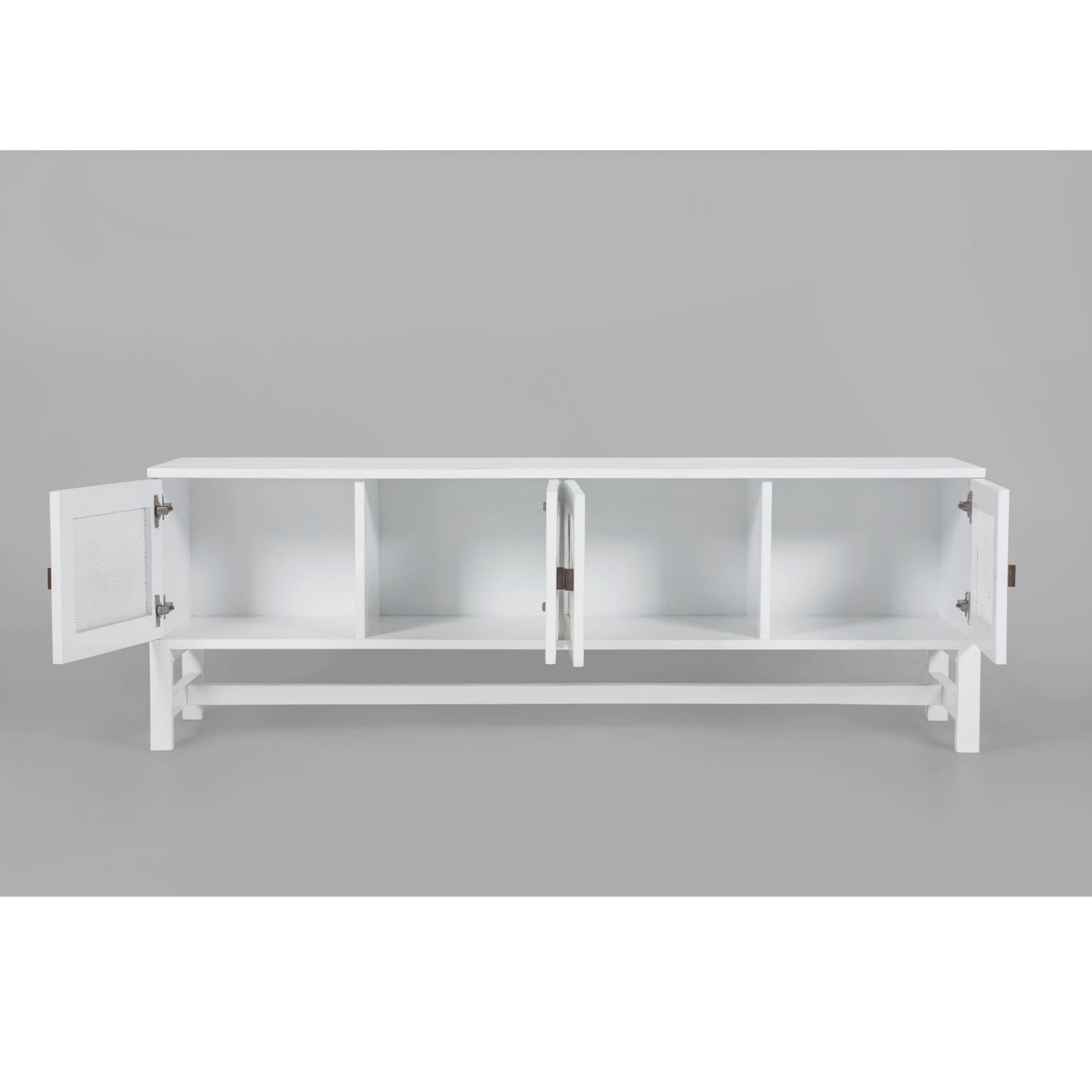 Etu Entertainment Tv Unit 160Cm 4 Door Mindi Wood Rattan - White