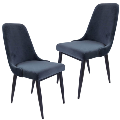 Eva Dining Chair Set of 2 Fabric Seat with Metal Frame - Charcoal