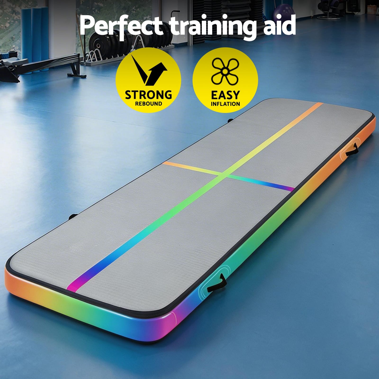 4M Air Track Gymnastics Tumbling Exercise Mat Inflatable Mats 20Cm Thick + Pump - Gymnastics