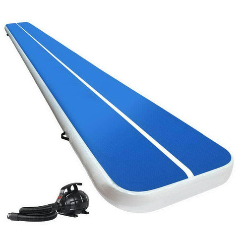 6X1M Inflatable Air Track Mat 20Cm Thick With Pump Tumbling Gymnastics Blue