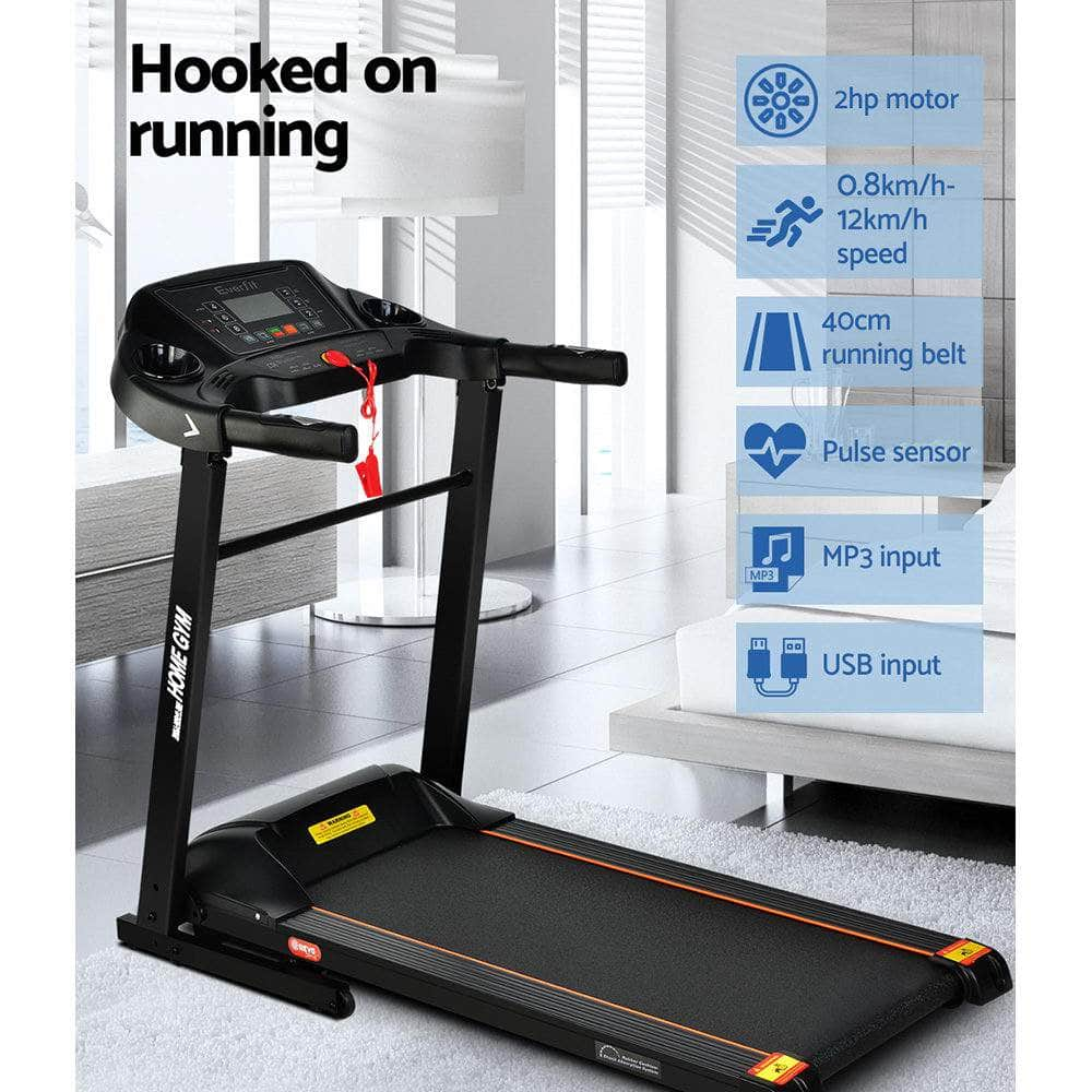 Everfit Electric Treadmill 40cm Running Home Gym Fitness Machine Black