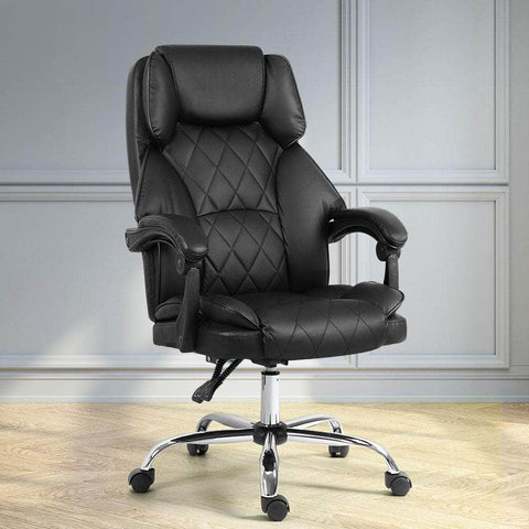 Executive Office Chair Leather Gaming Computer Desk Chairs Recliner Black