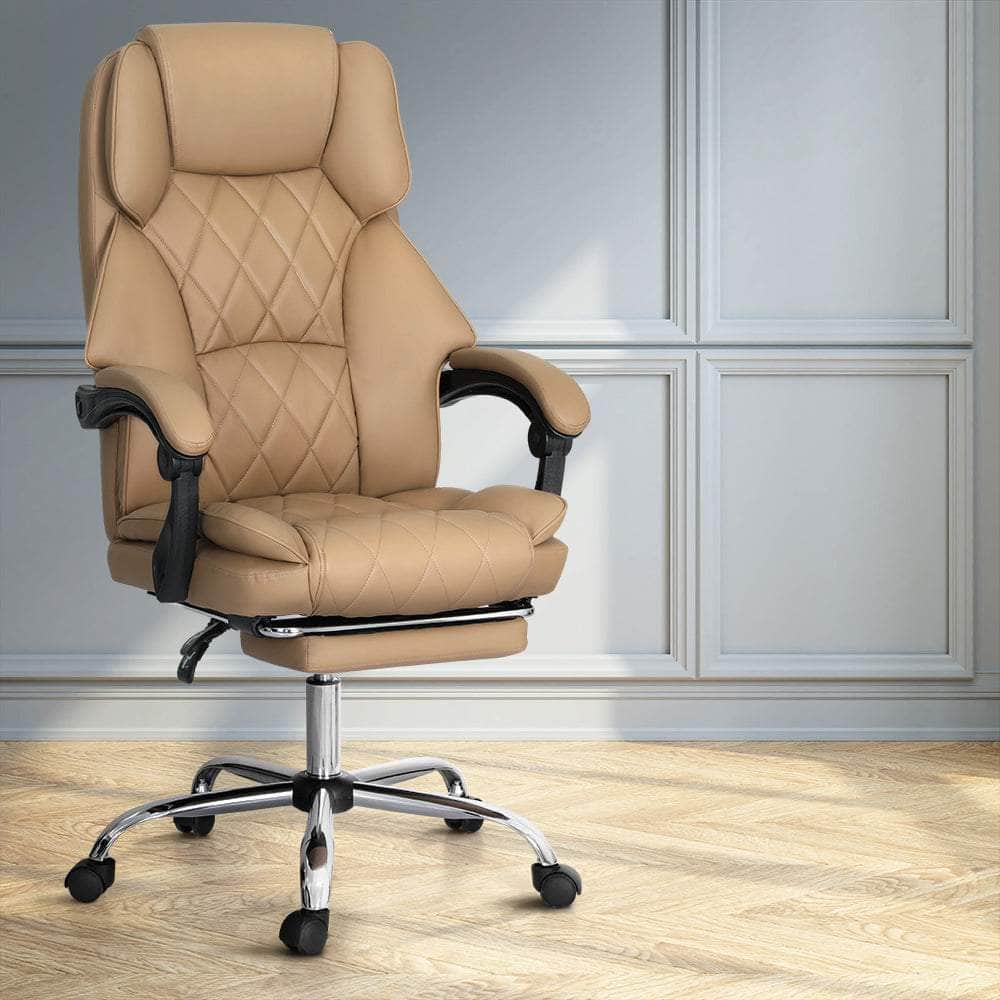 Executive Office Chair Leather Recliner Espresso