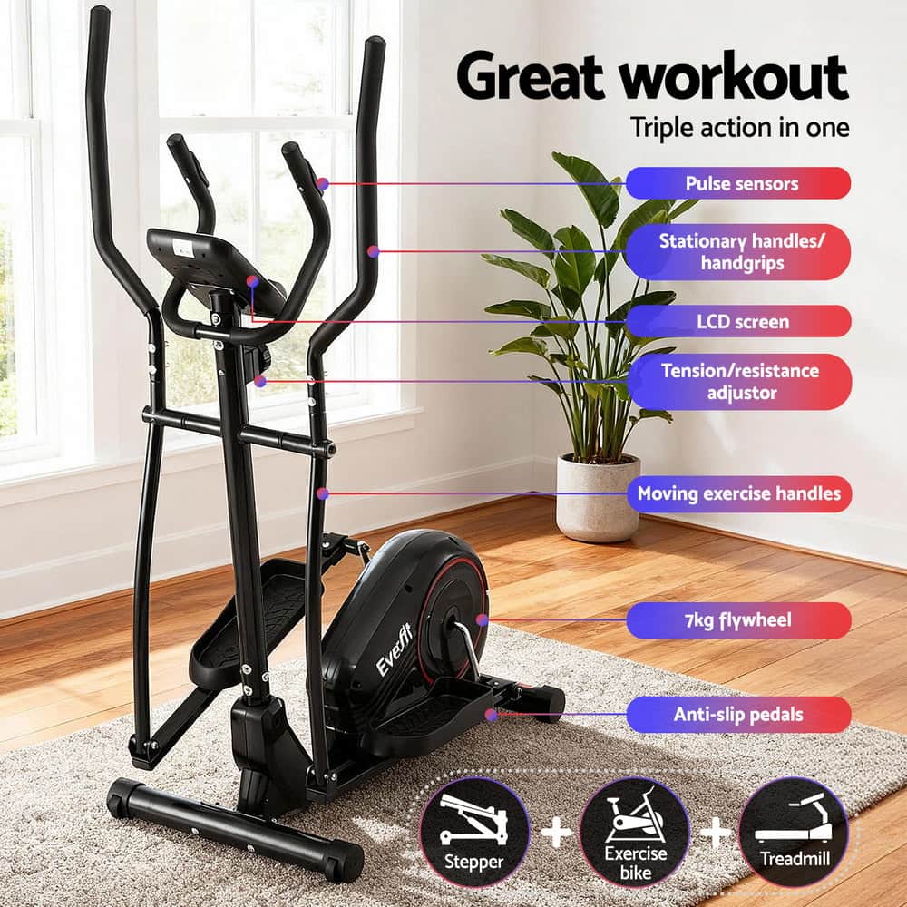 Exercise Bike Elliptical Cross Trainer Home Gym Fitness Machine Lcd