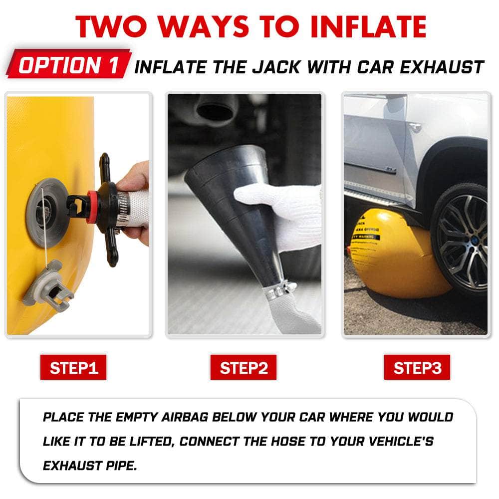 Exhaust Jack Air Bag Jack With 2PCS Recovery Tracks Boards 4WD Black