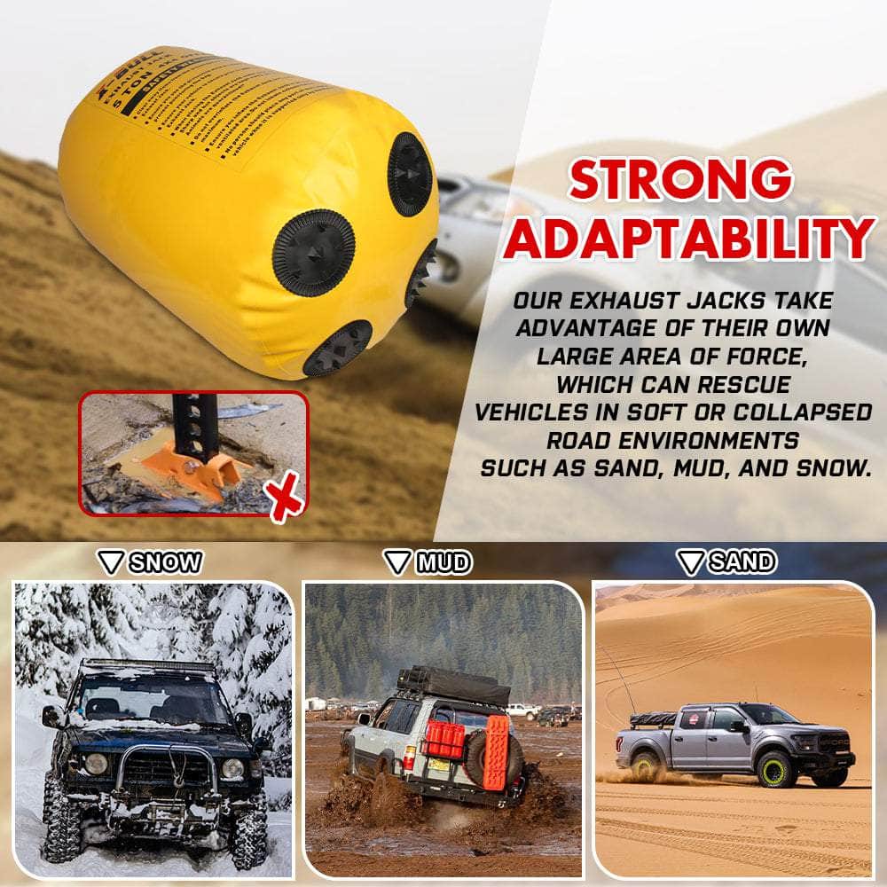 Exhaust Jack Air Bag Jack With 2PCS Recovery Tracks Boards 4WD Black
