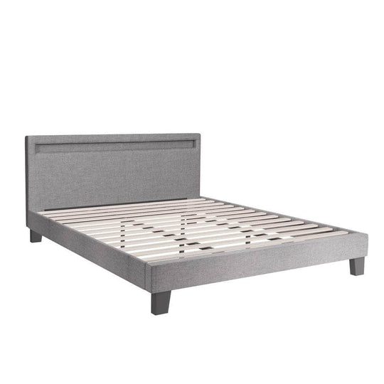 Experience the Stylish Grey Fabric Platform Bed Frame with