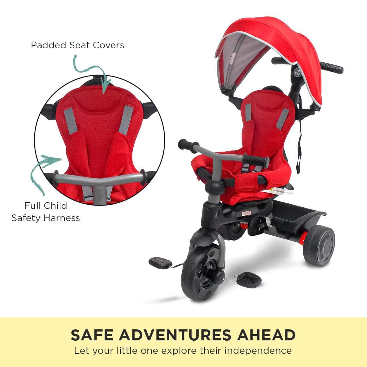 Explorer 3-Stage Kids Trike with Canopy - Red