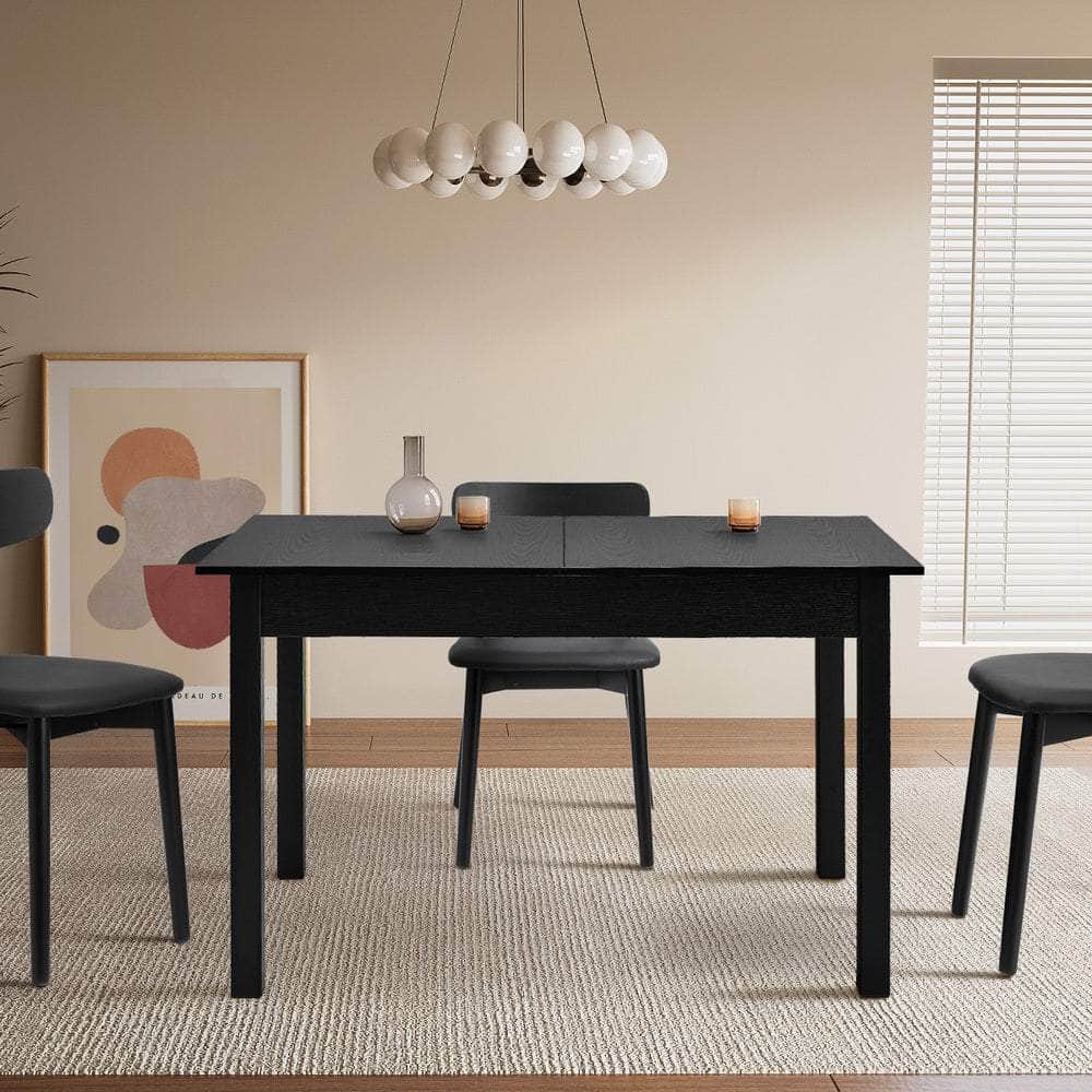 Extendable Dining Table 1.2-1.6m Wooden Kitchen Table Black