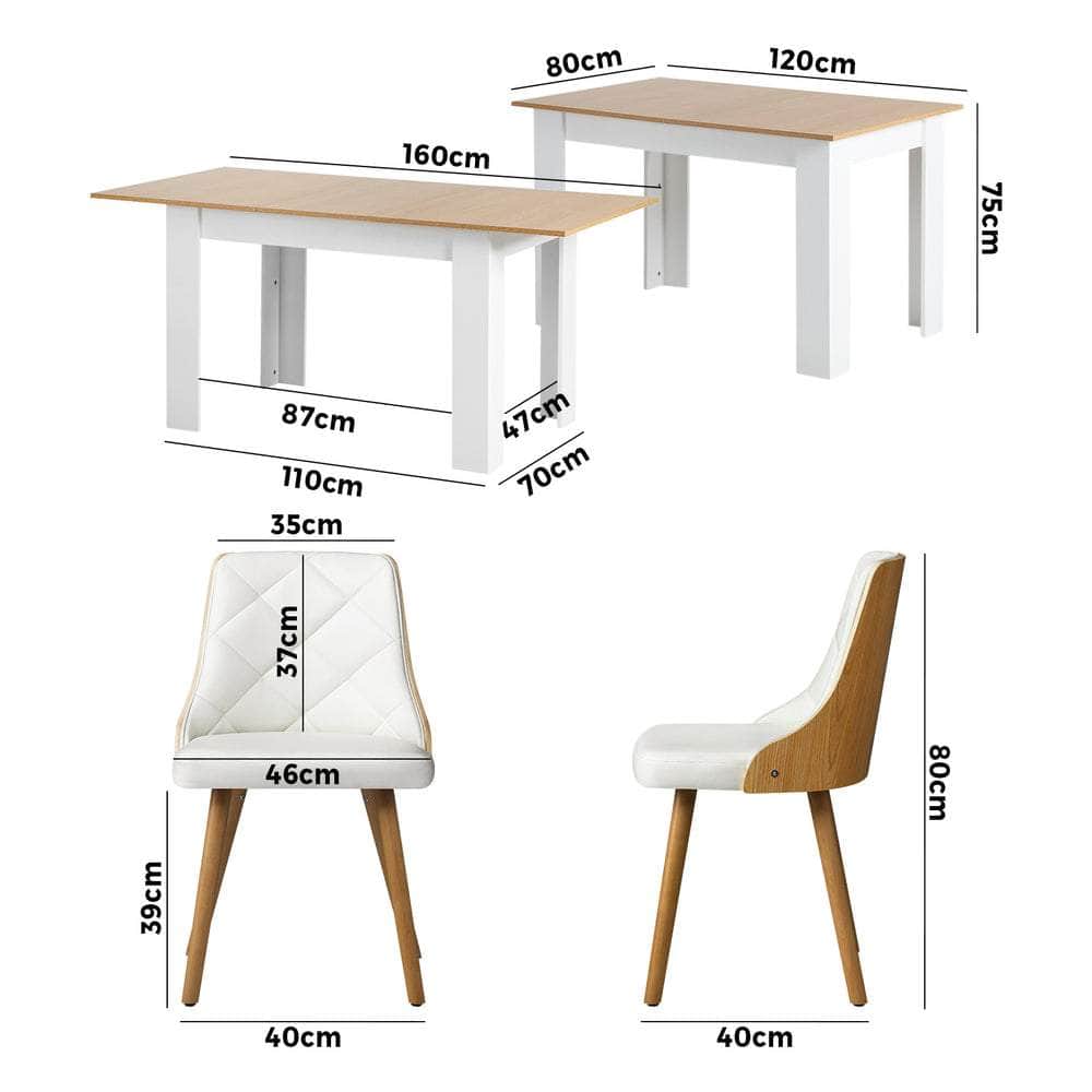 Extendable Dining Table & 6pcs Chair with Leather Seat