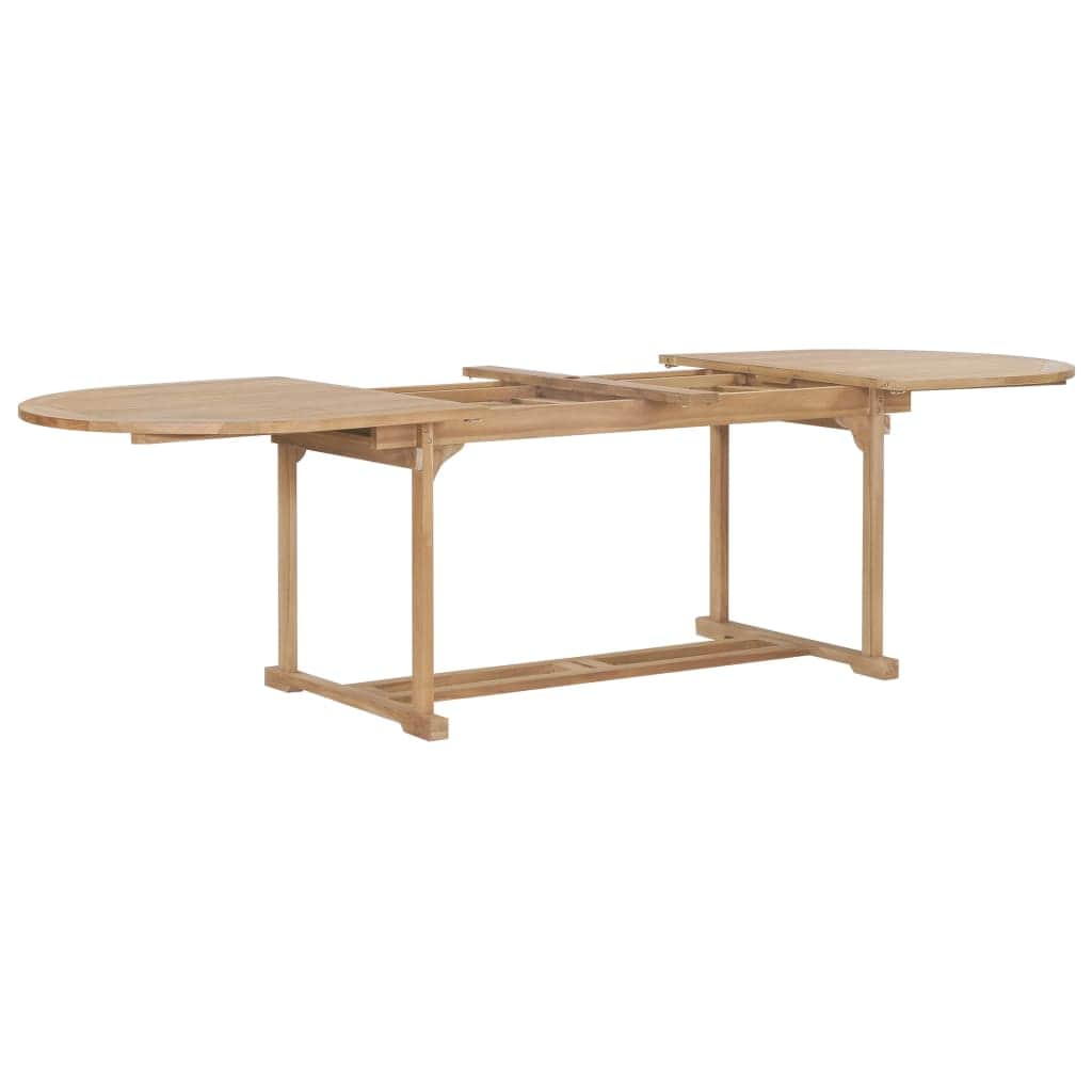 Extending Garden Table Solid Teak Wood Oval