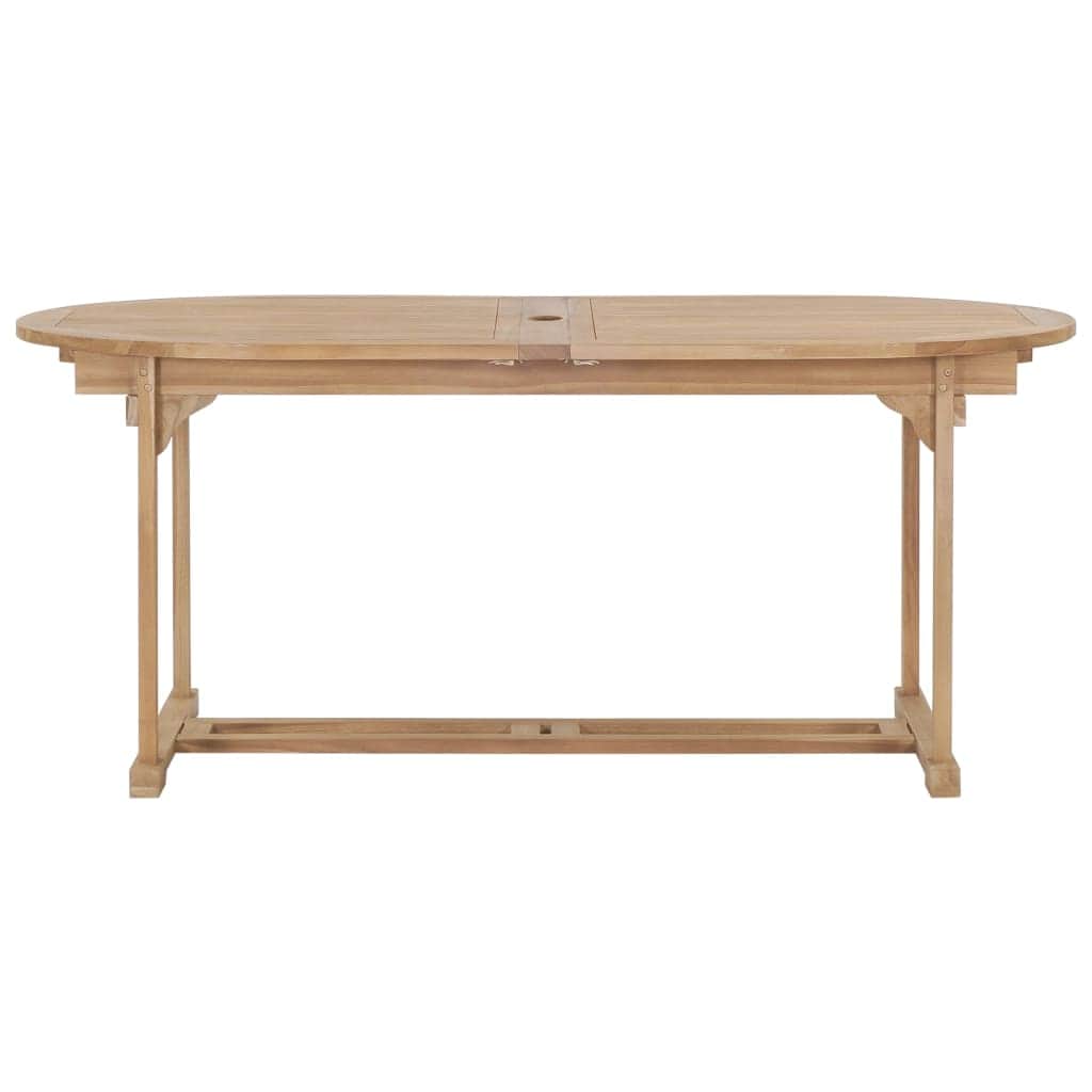 Extending Garden Table Solid Teak Wood Oval
