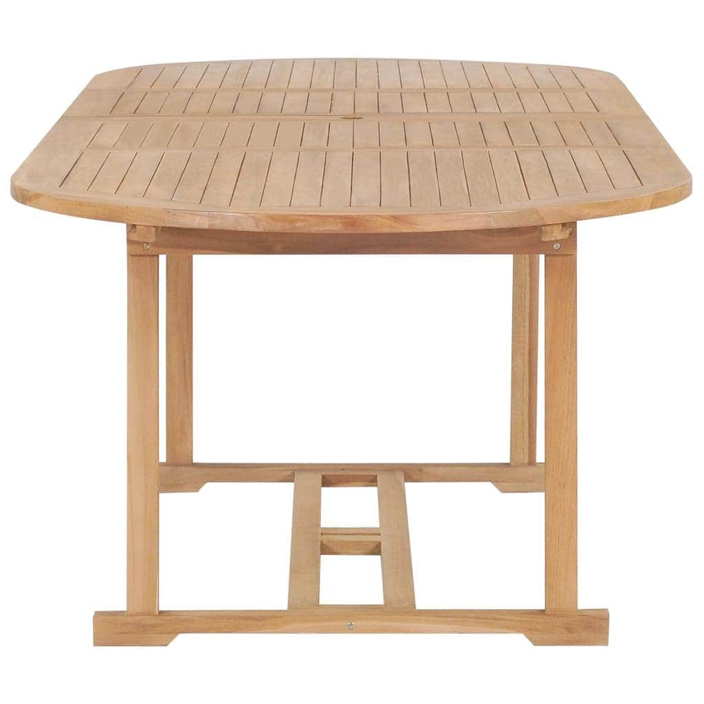 Extending Garden Table Solid Teak Wood Oval