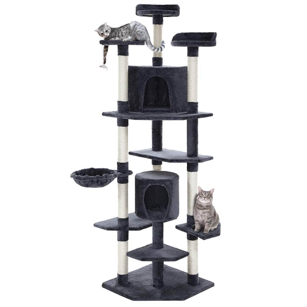 Extra-Large 203cm Cat Tree with Scratching Post - Grey