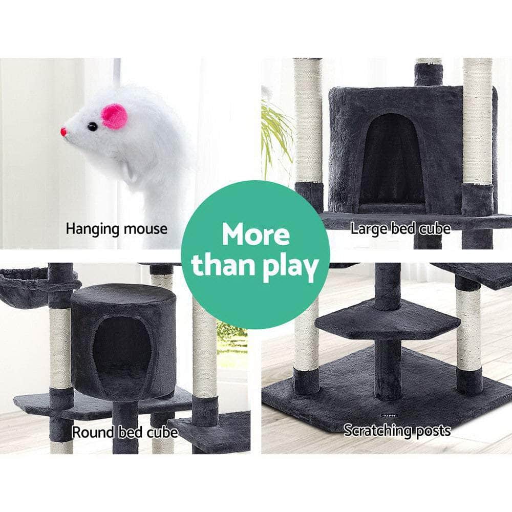 Extra-Large 203cm Cat Tree with Scratching Post - Grey