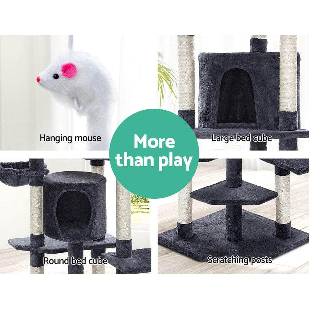 Extra-Large 203cm Cat Tree with Scratching Post - Grey