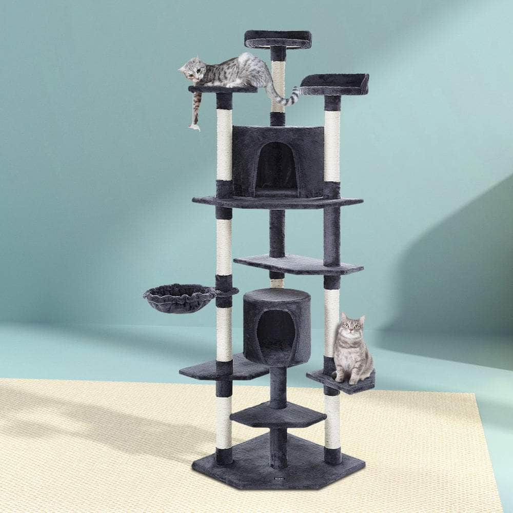 Extra-Large 203cm Cat Tree with Scratching Post - Grey