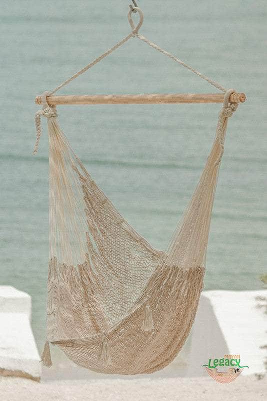 Extra Large Outdoor Cotton Mexican Hammock Chair In Cream Colour