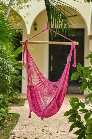 Extra Large Outdoor Cotton Mexican Hammock Chair In Mexican Pink Colour