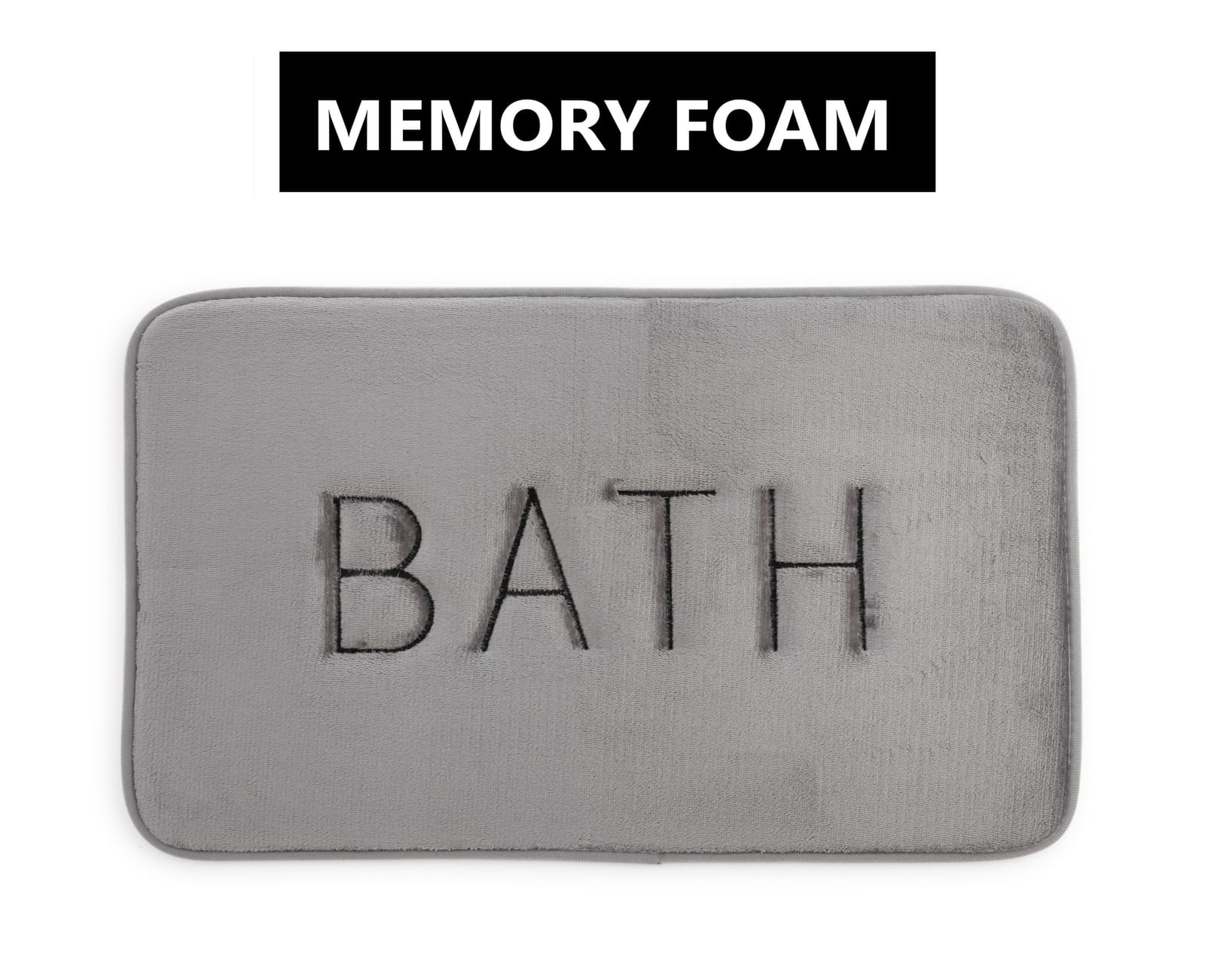 Extra Thick Memory Foam Bath Mat 60x40cm Grey Soft Rug - Grey colour