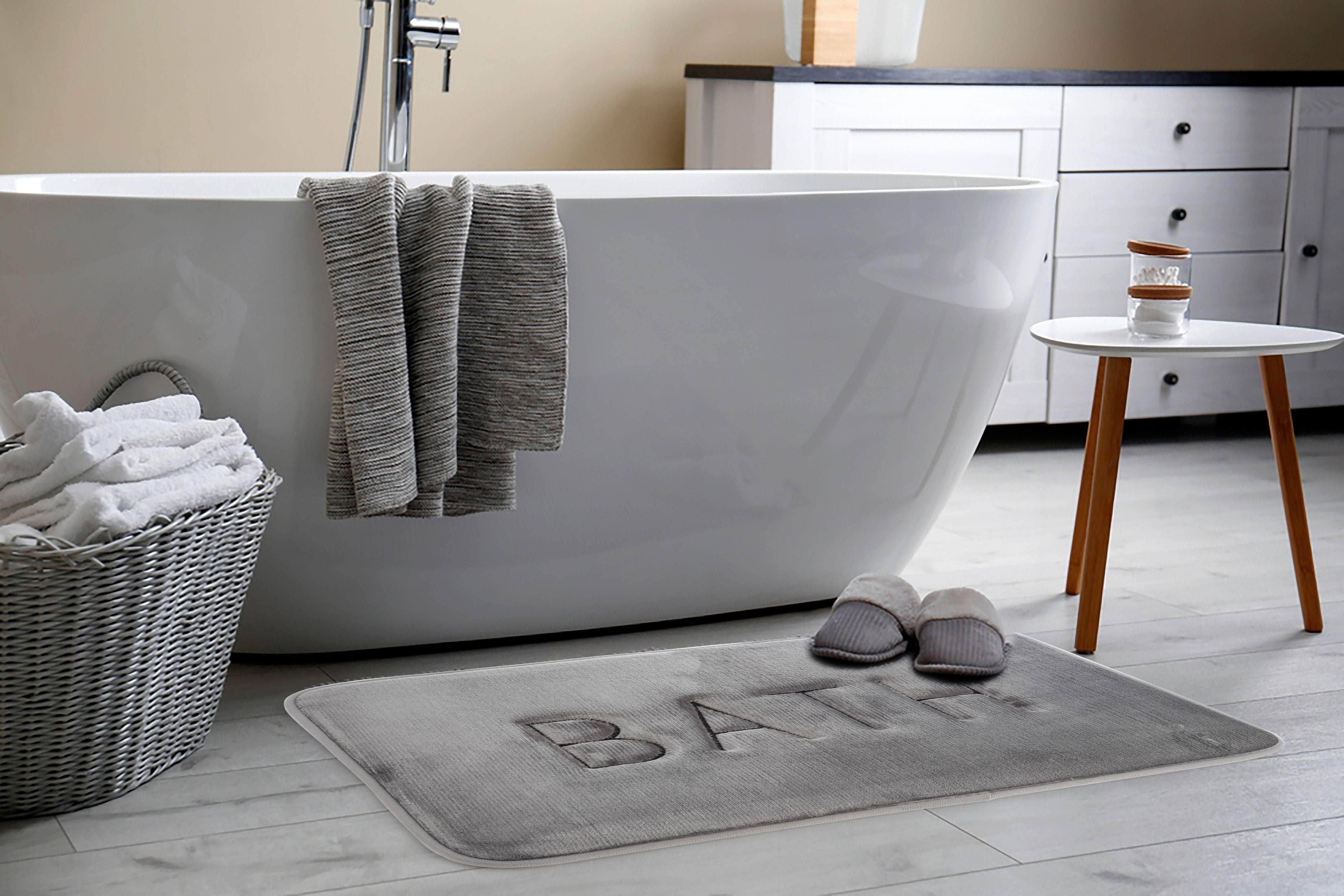 Extra Thick Memory Foam Bath Rug Grey