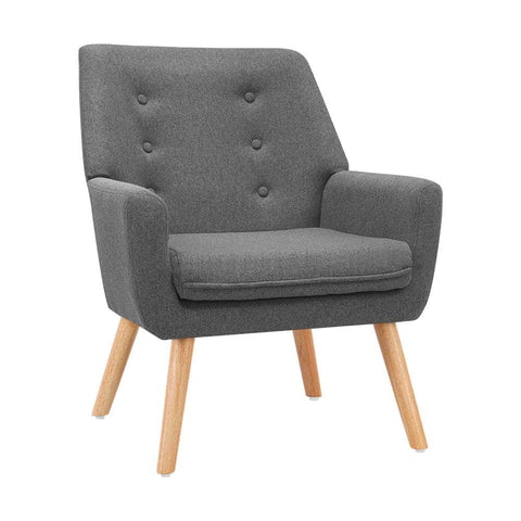 Armchair Linen Fabric Grey Charcoal