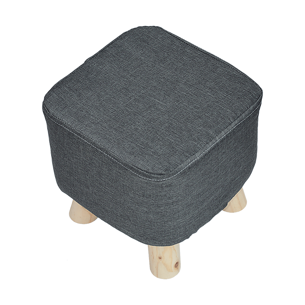 Fabric Ottoman Foot Stool Rest Pouffe Squircle Footstool- Charcoal/ Grey