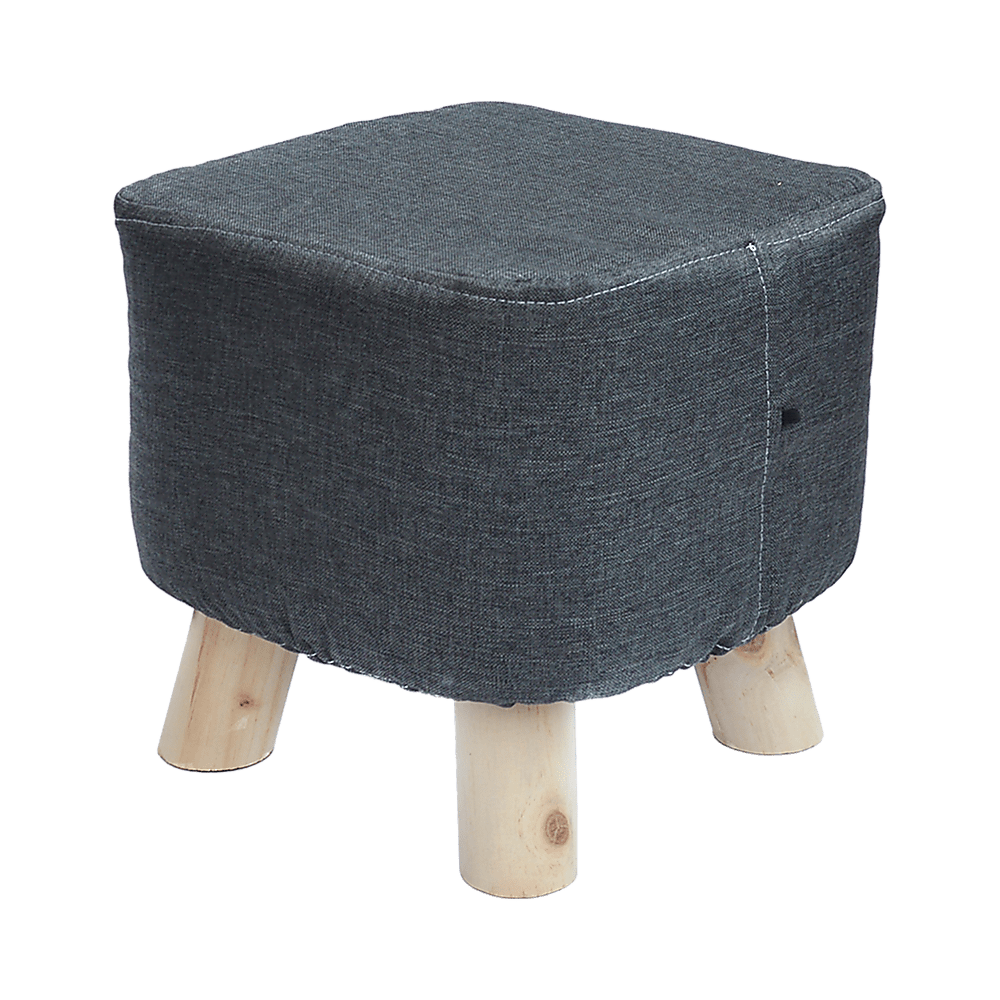 Fabric Ottoman Foot Stool Rest Pouffe Squircle Footstool- Charcoal/ Grey
