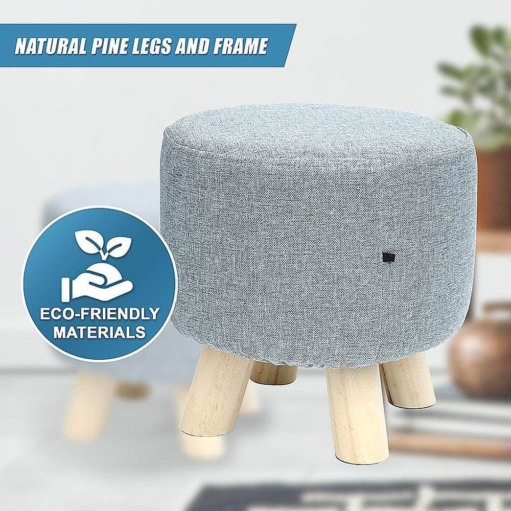 Fabric Ottoman Foot Stool With Wood Storage