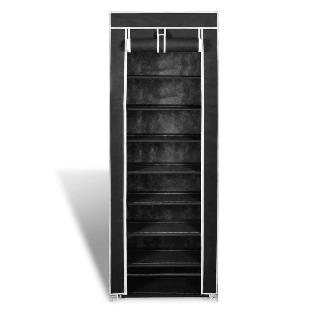 Fabric Shoe Cabinet with Cover (Black)