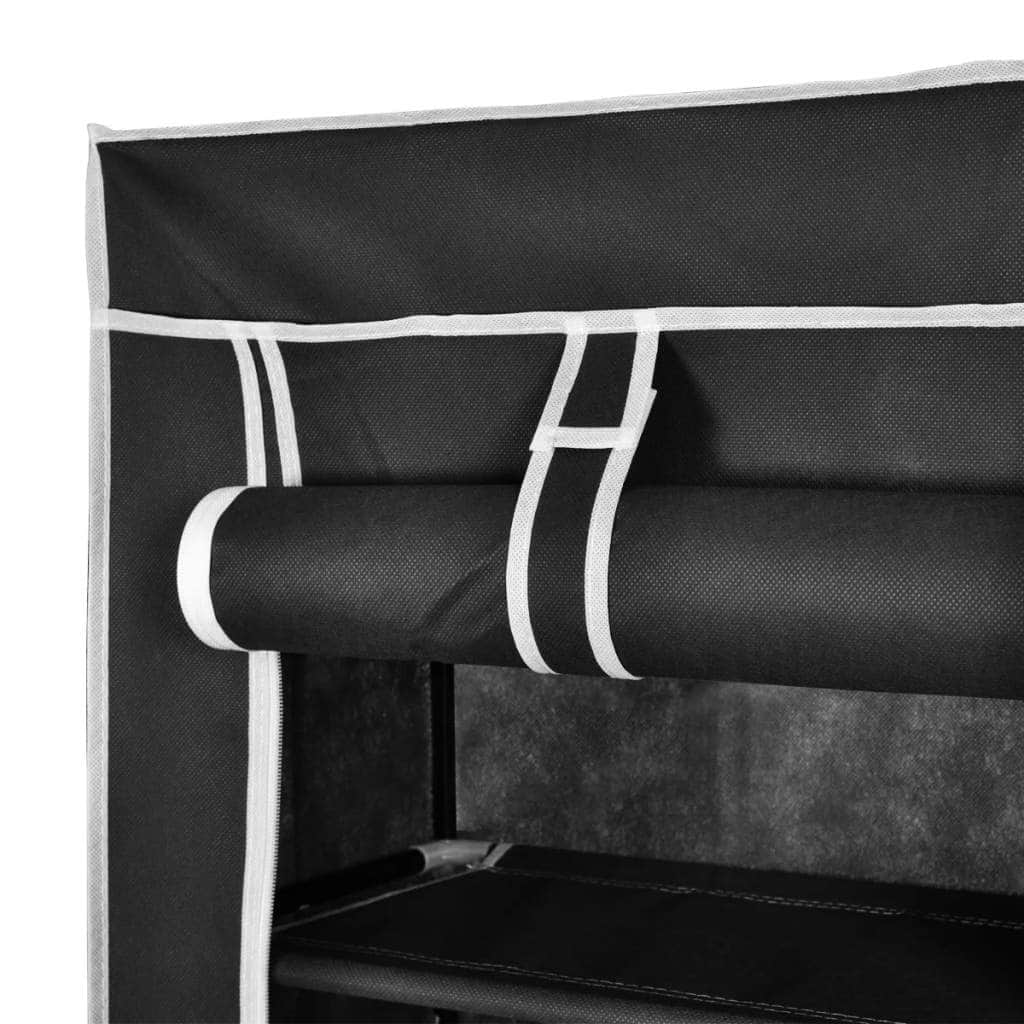 Fabric Shoe Cabinet with Cover (Black)