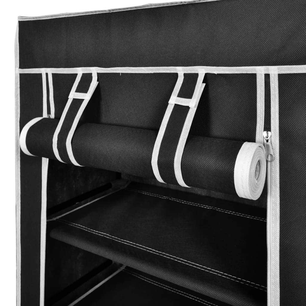 Fabric Shoe Cabinet with Cover Black